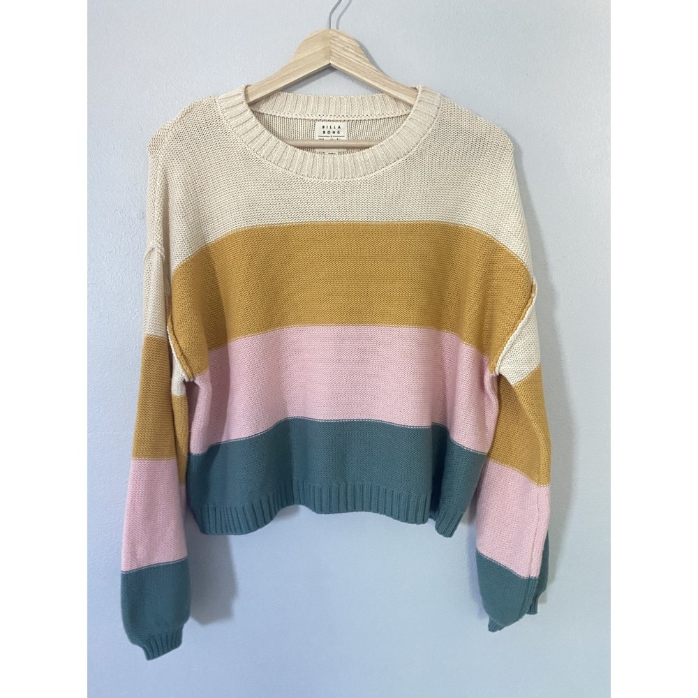 Billabong x Salty Blonde Day Drifter Striped Pullover Sweater Wom Sz S Oversized - Picture 4 of 8